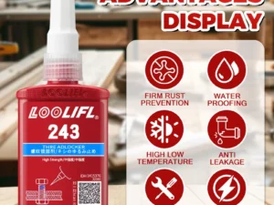 243 Blue Medium Strength Threadlockers, Universal Thread Adhesives, For All Metal Threaded Components, Removable Waterproof 50ML