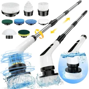 Electric Spin Scrubber 9-in-1 Cordless Rechargeable with 9 Brush Heads, Multipurpose Cleaner for Bathroom Kitchen Floor