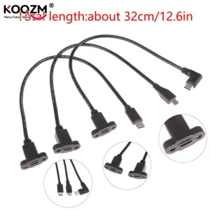 USB 3.1 Type C Micro Usb2.0 With Panel Mount Screw Extension Cable Cord USB C Male To Female Extending Wire Extender Data Cord