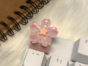 Transparent Flower Purple Pink Keycaps for Cross Axis Mechanical Keyboard Replacement Keycap R4 Height 키캡