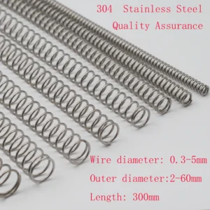 304 Stainless Steel Length 300mm 1pcs Compression Spring Wire Diameter 0.3-1.2mm Outer Diameter 2-16mm