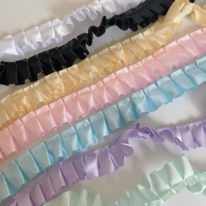 200cm solid color satin veil edge various color bar tukka set decorative clothing making handmade materials various girls DIY