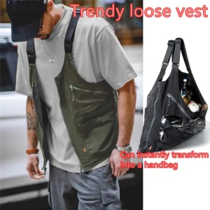 Loose Fashionable Pocket Vest Fishing Jacket Men's Outdoor Fapanese Workwear Functional American Vest Suspender Summer
