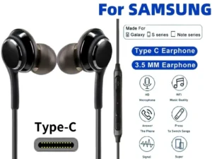 Type-C Wired Headphones For Samsung Galaxy S24 S23 S22 3.5MM in-Ear Headphone A53 A52 Note 20 USB-C Earphone HiFi Bass Stereo