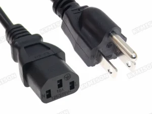 US NEMA 5-15P to IEC C13 AC Power Cord, American Standard Three Plug to C13 Extension Cable For Computer 3x0.824mm 18AWG