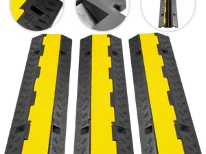 SucceBuy Cable Protector Ramp Wire Cable Cover Cord Guard 2 Channels Rubber + PVC 11000LBS Speed Bump Parking Driveway Traffic