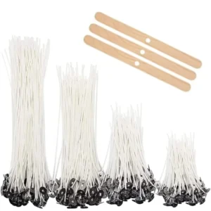53pcs Candle Wicks Holder Waxed Cotton Candle Wicks Set with Stand Original Smokeless Candle Wicks Soy Oil Wax Core Woven Making