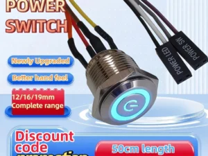 12mm 16mm 19mm PC Power Ignition Push Button PC Switch Host Restart LED Metal Button with 50cm DuPont Line
