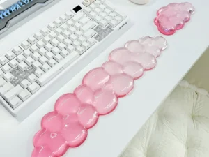Cloud Wrist Rest for Keyboard and Mouse Clear Transparent Ergonomic Cute Mouse Wrist Pad Silicone Non-Slip Wrist Pad for Compute