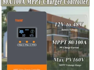 PowMr MPPT 80A/100A Charger Controller 12V 24V 36V 48V Battery Voltage Auto Up to 12 Units in Parallel for 160V Solar Panel US