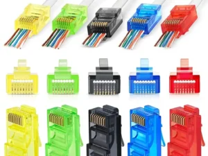 50PCS RJ45 Cat6 Pass Through Connectors, Assorted Colors EZ to Crimp Modular Plug for Solid Or Stranded UTP Network Cable