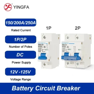 1P 2P DC 150A 250A Battery Circuit Breaker For Solar System / Overload Protection Switch For 4.2kw 6.2kW 10.2kW PV Solar System