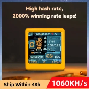 Smart TV Hashrate1060KH/s ESP32 BTC Solo Lottery Miner for Computer Nerd Gift Home Silent Desktop Clock Lower Power Consumption