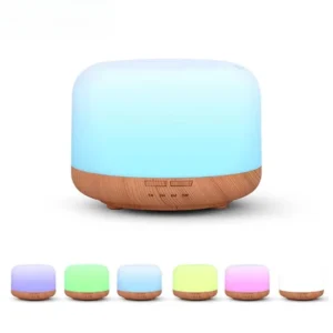 500ML Wood Grain Aroma Diffuser & Humidifier with Colorful Night Lights, USB Essential Oil Diffuser, Mini Air Humidifier
