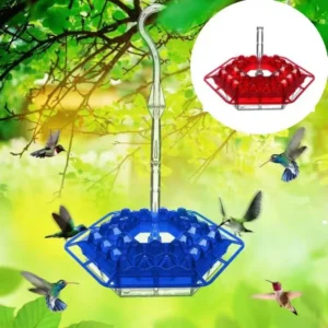 Red Hexagon Hummingbird Feeder Hanging with Hook Garden Bird Feeder Attract More Winged Visitors to Your Outdoor Space