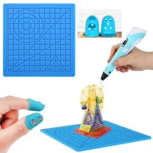 3D Printing Pen Silicone Mat DIY With 2 Finger Protectors Template Drawing Tool Silicone Pad Drawing Tools for Kids Adults