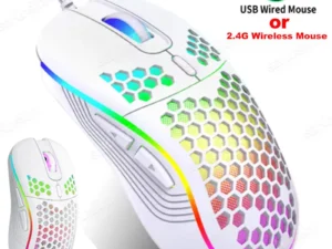 Honeycomb Wired Gaming Mouse RGB Backlight 7200 Adjustable DPI Ergonomic USB Computer Mice for Windows PC & Laptop Gamers