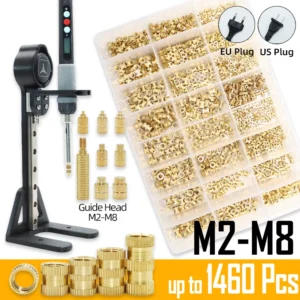 Heat Set Insert Press Tool Electric Soldering Iron Tip M2 M3 M4 M5 M6 M8 Thread Brass Inserts Nut Embedded Kit for 3d Printing