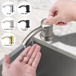 Samodra Nickel Soap dispenser Black Kitchen sink Counter Liquid Soap Dispenser Bottle kitchen accessories 360ml Built in Pumps