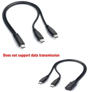 USB C Cable Splitter Type C 1 to 2 Extension Cable Wire for PC Phone Tablet 15W 3A Power Adapter Cord Charging Converter Line