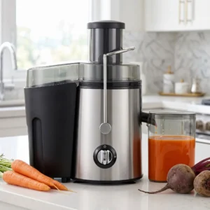 Juicer, 800 Watt Centrifugal Juicer with Wide Mouth 3" Fruit & Vegetable Feed Chute, Easy to Clean, Stainless Steel (Silver)