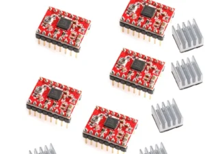 5PCS A4988 Step Stick Stepper Driver + Heat sink For Reprap 3D Printer Parts Red Stepper Motor Driver With Heatsink Accessorie