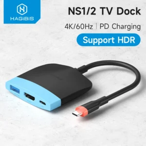 Hagibis Portable TV Dock USB-C Docking Station for Switch 1/2/OLED USB C to 4K 60Hz HDMI 100W PD USB3.0 HUB for Macbook Laptops