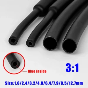 1M 3:1 Heat Shrink Tube With Glue Inside Diameter 1.6/2.4/3.2/4.8/6.4/7.9/9.5/12.7mm Adhesive Lined Sleeve Wrap Black