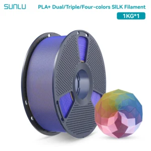 SUNLU Silk Pla Plus 3D Printer Filament 1.75mm Dual/Triple/Four Tone Pla Silk Shiny Textures Filament with Reusable Spool 1KG