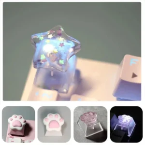 Keycap Games Backlit Cat Paw DIY Star Key Cap Mechanical Keyboards Keycaps for Mechanical Keyboards R4 Height Cherry MX Axis