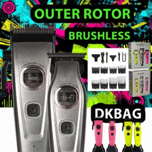 DKBAG Outer Rotor Brushless Motor Professional Men's Fade Clipper Set Barber DLC Blade Base Charger Hair Trimmer