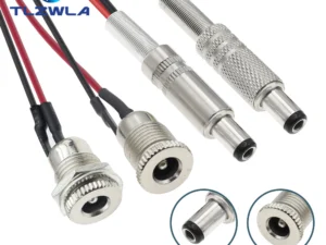 1PCS DC099 5.5 x 2.1mm 5.5 x 2.5mm DC Power Socket Threaded Female Connector Adapter With 20AWG Cable Wires DC-099 10CM 20CM