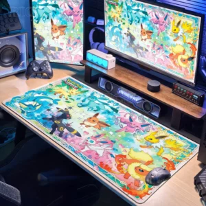 Japan Anime Gamer Mouse Pad E-eevee Cabinet Kawaii Tablepad XXL P-pokemon Keyboard Rug Laptop PC Gaming Rubber Extended DeskMats