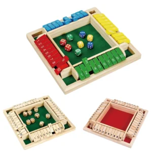 Shut The Box Dice Game,2-4 Player Family Wooden Board Table Math Games for Adults, 8 Dices Classics Tabletop Version Games for C
