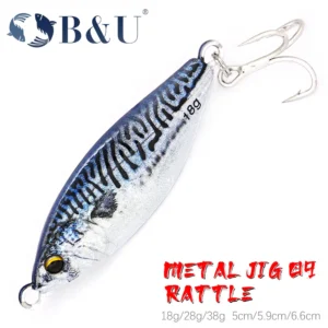 B&U Spoon Metal Jig Bait Spinner Sinking 3D Eye Color Laser Spinning Gear Luring Cast Fishing Tackle Blade Hook Pesca VIB Lure