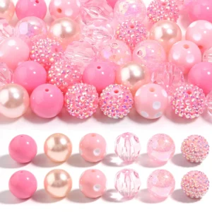 12Pcs Same Color Series Beads 20mm Loose Spacer Beads for Craft Making Accessories DIY Bracelet Earrings Key Phone Chain