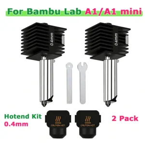 2 Pack A1 Mini/A1 Hotend Kit, 0.4mm Hardened Steel Nozzle, High-Temp Extruder Replacement for Bambu Lab 3D Printer