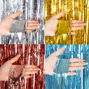 Cheap as a Party Metallic Tinsel Foil Fringe Curtains Backdrop for Birthday New Year Eve Party Photo Wedding Baby Shower Decor
