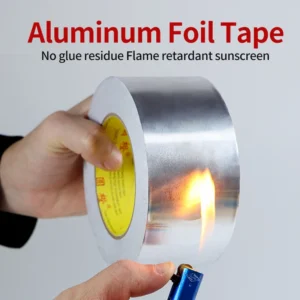 1 Roll High Temperature Resistant Aluminum Foil Tape, Waterproof and Oil-Proof, Flame-Retardant and Sun-Proof, Hand-Tearable