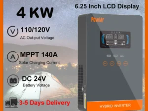 US Stock 4KW 120V Off Grid Solar Inversor DC 24V With 140A MPPT Solar Charger Pure Sine Wave Off-Grid Home Inverter 6.25 Inch LCD Display