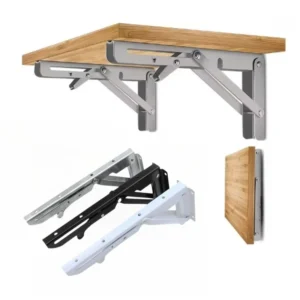 2pcs 8-20inch Stainless Steel Folding Angle Bracket Triangle Shelf Heavy Support Adjustable Wall Mounted Bench SilverWhite Black