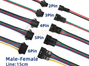 2 3 4 5 6 Pin LED Strip JST SM Connector Male or Female Adapter Plug JST Connector Terminal with 15CM 22AWG Wire for Light Strip