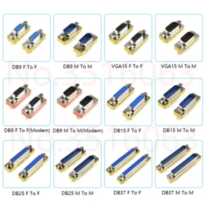 DB9/15/25/37 Pin VGA Female To Female/Male To Male/Female Rs232 Serial Port Com Connector Mini Gender Changer Adapter Null Modem