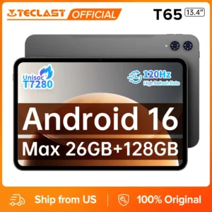 Teclast T65 Tablet 13.4" 2K 120Hz Android 16 Tablets Unisoc T7280 Octa Core Max 26GB RAM 128GB ROM 8000mAh 4G LTE