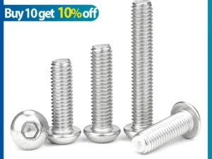 NINDEJIN M2 M2.5 M3 M4 M5 M6 M8 M10 Hexagon Hex Socket Button Head Screws Stainless Stee Round Head Allen Screw Bolts ISO7380