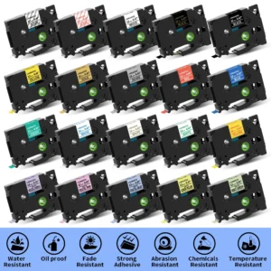 6/9/12/18/24mm for Brother Tape 12mm Compatible TZE Label Tape TZE231 221 for Ptouch PTH110 H107 P710BT H105 E550W Label Printer