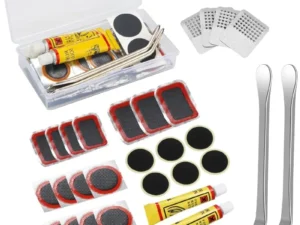 Bike Tire Repair Kit - Essential Tool for Cyclists with Patches, Metal Rasps, Tire Levers & Glue for On-the-Go Repairs