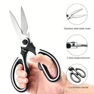 Heavy Duty Multifunctional Kitchen Scissors Stainless Steel for Cutting Poultry Vegetables Opening Bottles Cracking Nuts