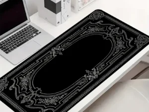 Black Pattern Large Baroque Ornate Mouse Pad Desk Gadgets Keyboard 90x40cm Desk Mat Xxl Playmat Mouse Pads Desktops Office Items