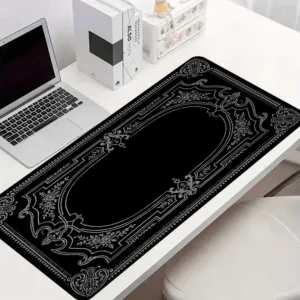 Black Pattern Large Baroque Ornate Mouse Pad Desk Gadgets Keyboard 90x40cm Desk Mat Xxl Playmat Mouse Pads Desktops Office Items
